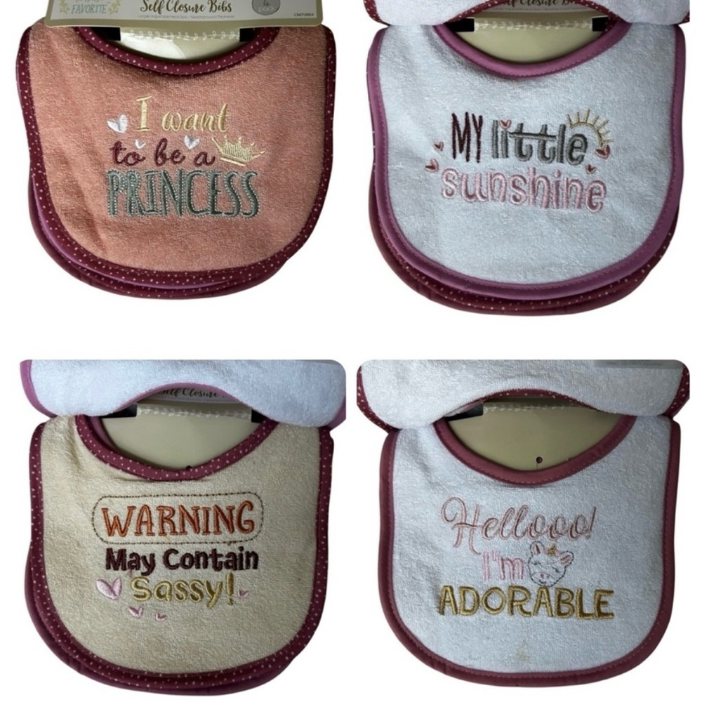 NWT 0+ mo Terry Cloth Baby Bib Set of 4